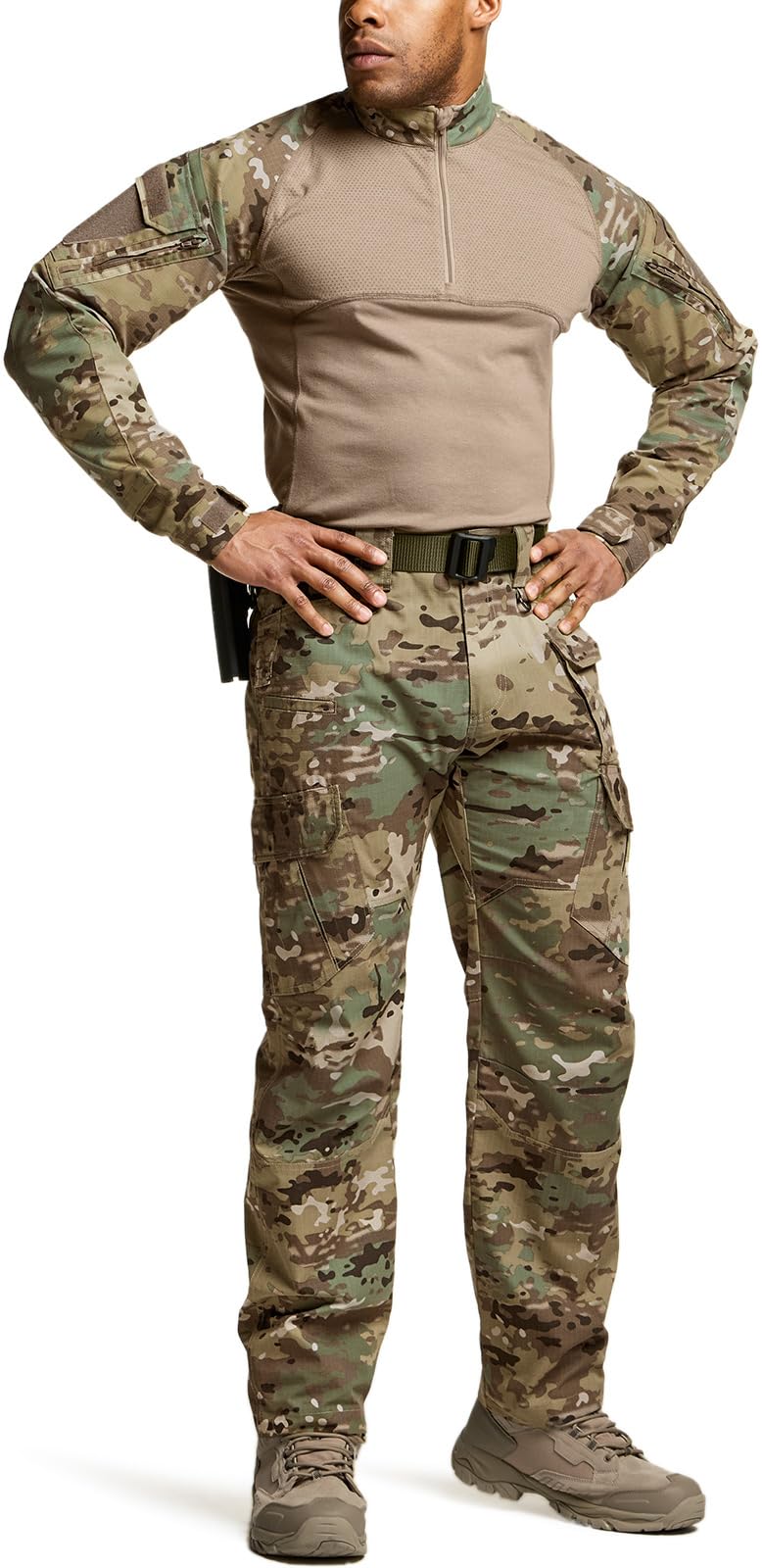 CQR Men's Tactical Pants, Water Resistant Ripstop Cargo Pants, Lightweight EDC Work Hiking Pants, Outdoor Apparel, Duratex Mag Pocket Utility Camo, 40W x 32L