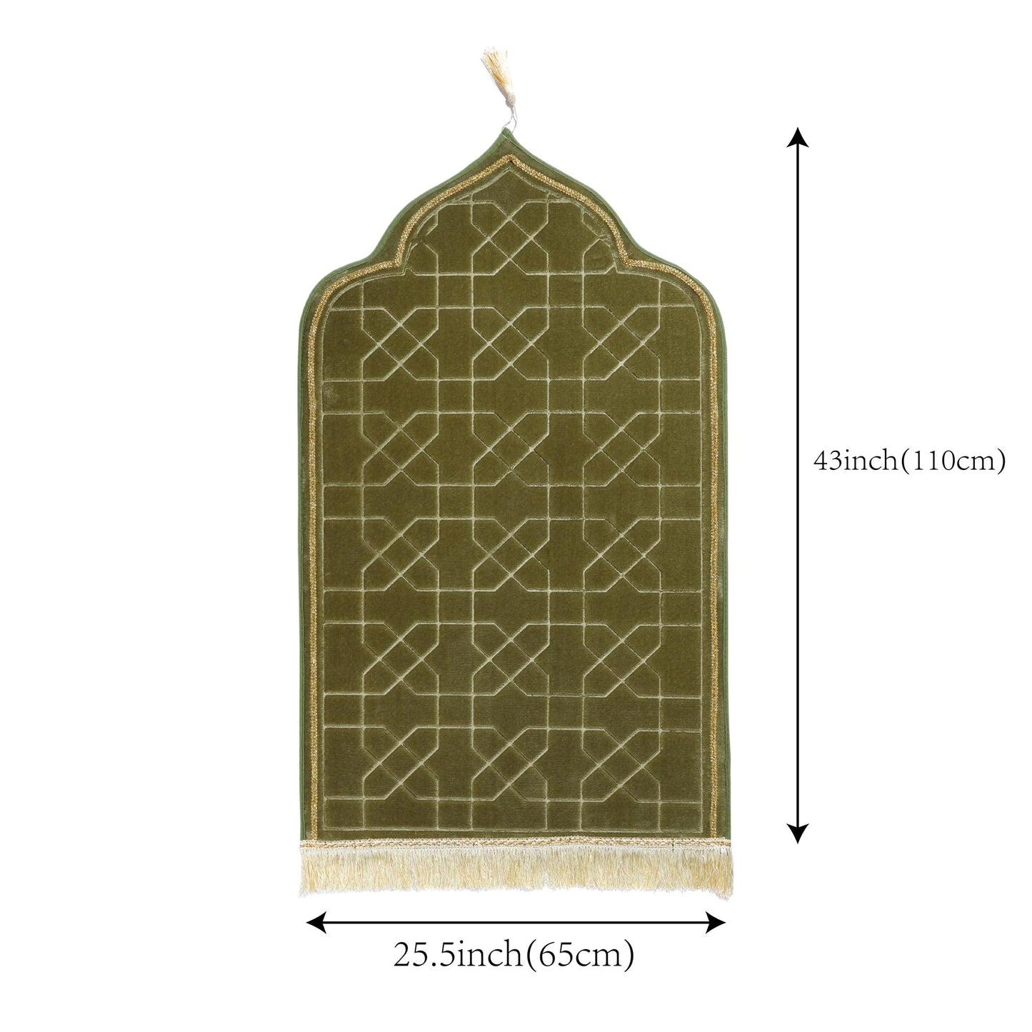 RLoncomix Muslim Prayer Mat for Ramadan Gifts - Thick Prayer Rug Sajadah for Kids Men Women Soft Islamic Prayer Rugs for Eid Travel Ramadan, Green