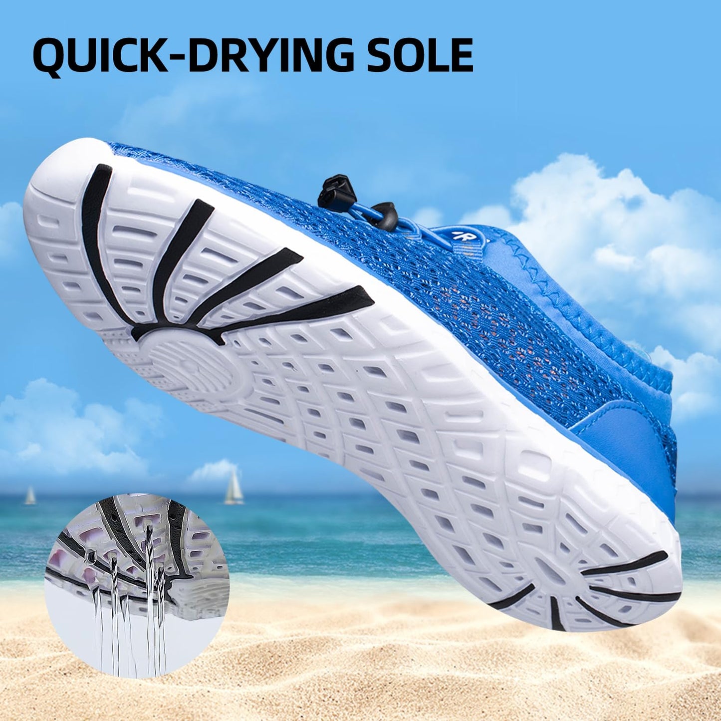 DOUSSPRT Men's Water Shoes Quick Drying Sports Aqua Shoes RoyalBlue Size 8