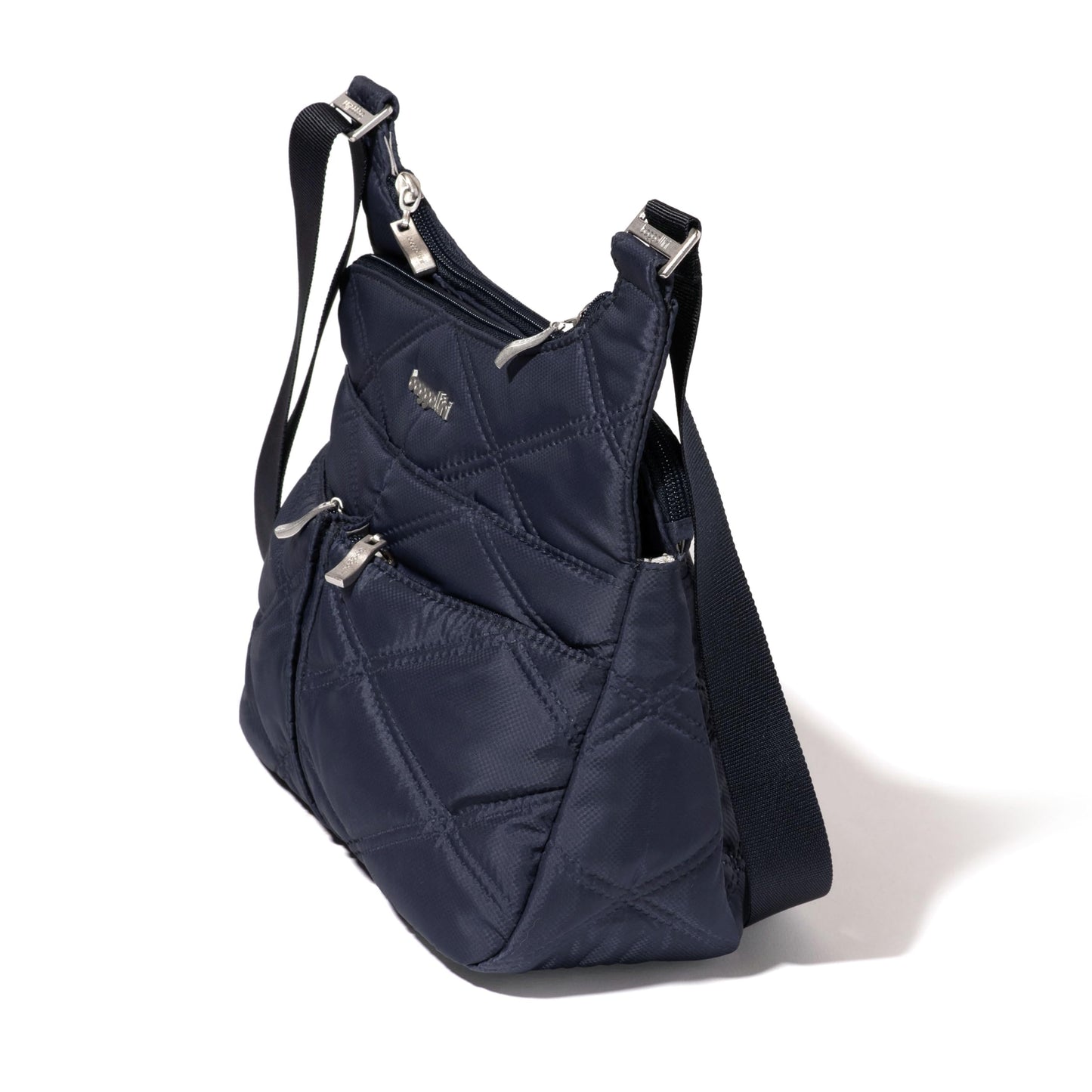 Baggallini Cross Over Crossbody Women 11x8.5 Medium Travel Bag Lightweight Water-Resistant Nylon Organized Handbag Purse