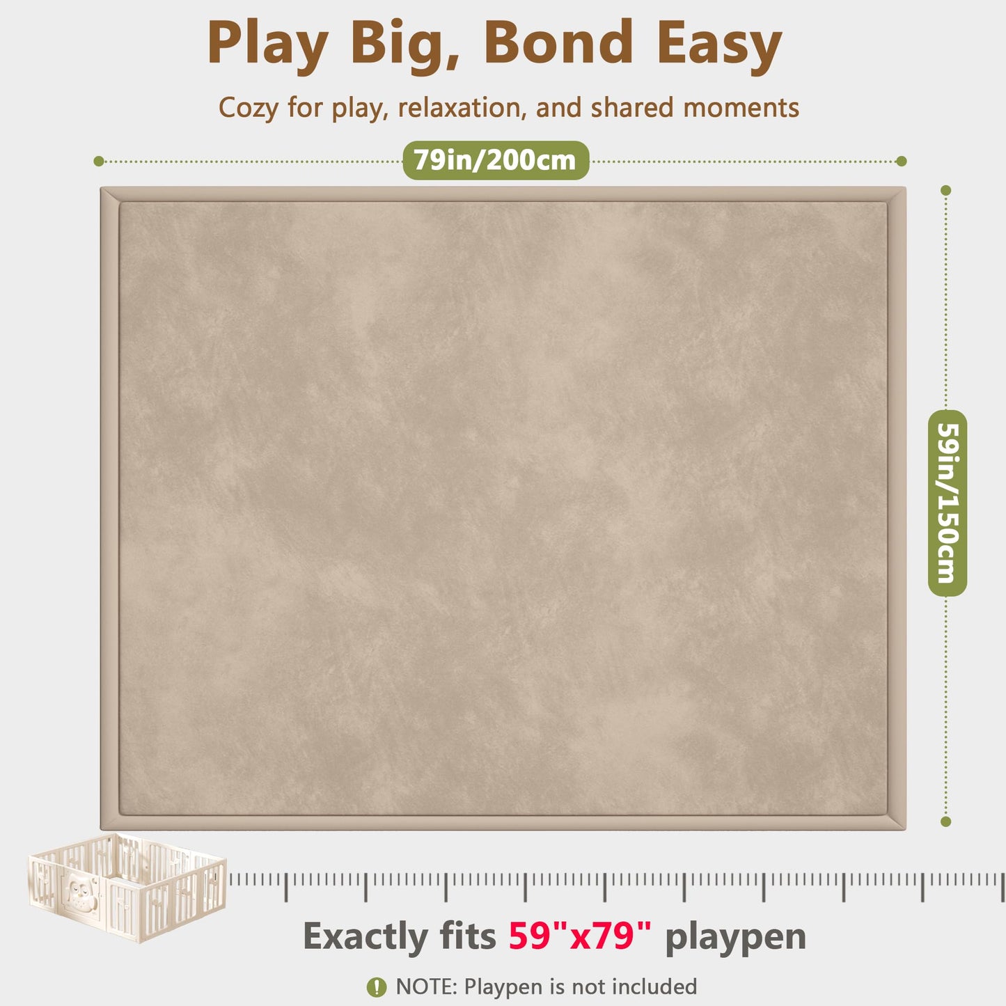 Baby Play Mat for Floor, 1.3'' Thick Memory Foam Tummy Time Mat - Super Soft Coral Velvet Nursery Rug with Non-Slip Backing, Crawling Rug for Toddlers/Infants, Yoga & Tatami Use, Oatmeal, 59''x79''