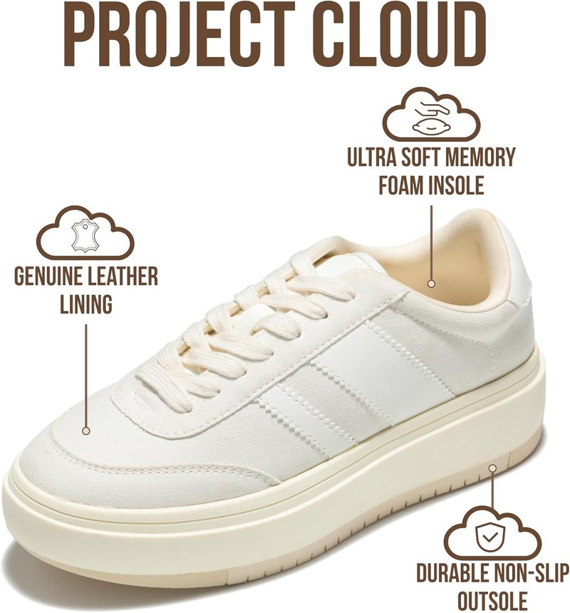 Cloud Platform Sneakers for Women - Lightweight Memory Foam, Non-Slip Fashion Footwear | Stylish Women's Shoes