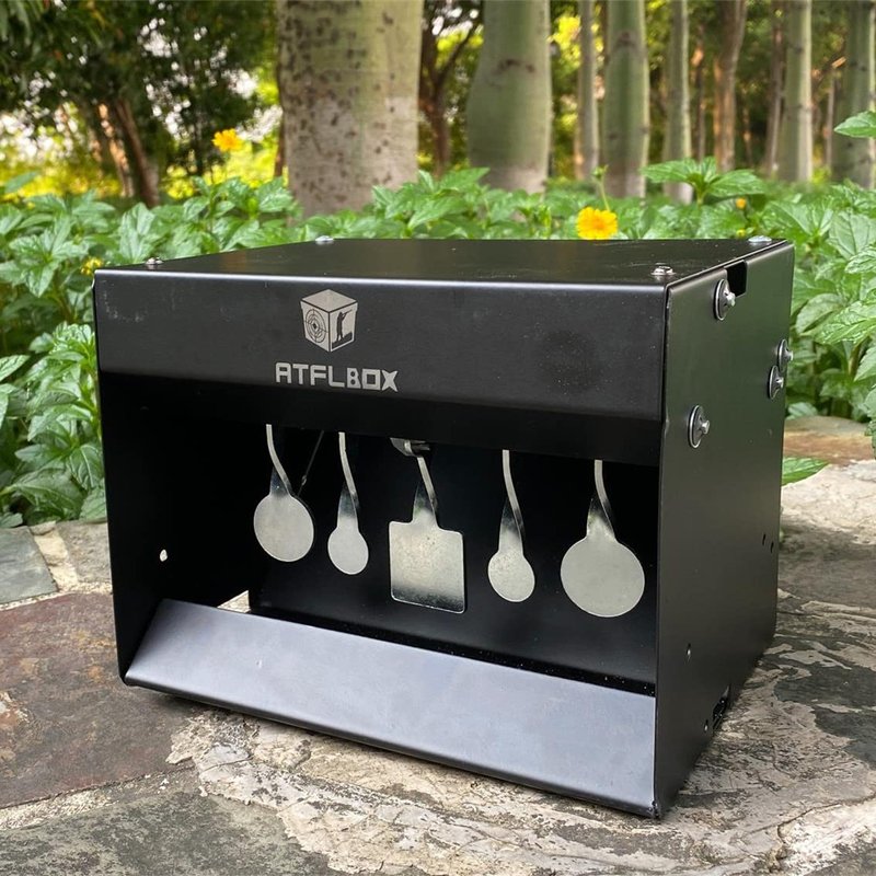 Atflbox Pellet Gun Target Trap Resets with Center Shot, Metal Airgun Rifle Bullet Trap Shooting Target for Backyard, Outdoor, Indoor