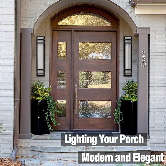 Sytmhoe Outdoor Wall Lights,2Packs 36w Dimmable LED Modern Porch & Patio Wall Light Fixture, 23.6in Black Exterior Sconce Wall Mounted Lights Suitable for Garage Courtyard House(6000K)