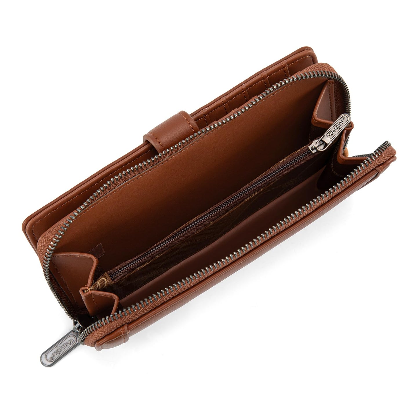 X Wrangler Brown Wallets for Women Wristlet Wallets, Card Cases & Money Organizers Large Capacity Bifold Clutch Phone Wallet Ladies Female Credit Card Cash Wallet with ID Window