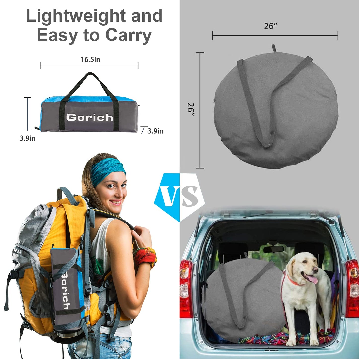 Gorich Beach Tent Sun Shelter for 3/4/6/8/10 Person with UPF 50＋ UV Protection, Lightweight & Easy Setup Beach Shade Canopy, Portable Beach Shade Tent Beach Cabana