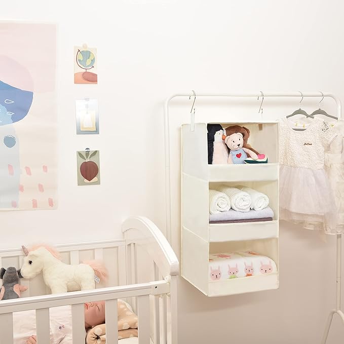 GRANNY SAYS 3-Shelf Hanging Organizer, Foldable Hanging Closet Storage