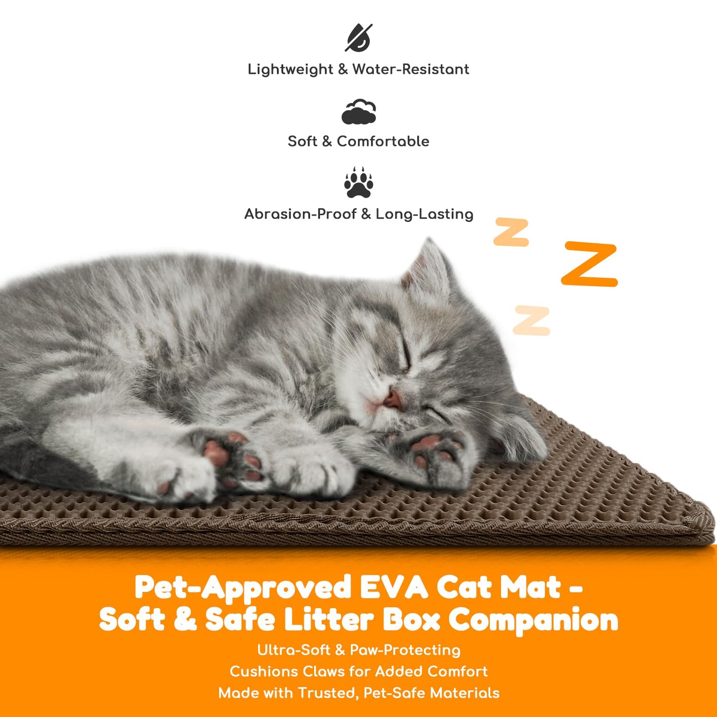 blissstorm Extra Large Waterproof Cat Litter Mat - 31x24 Inch Honeycomb Double Layer Traps Litter, Waterproof & Non-Slip Floor Protector, Easy Clean, Odor-Free, Brown