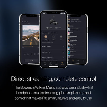 Bowers & Wilkins Pi8 Bluetooth Wireless Earbuds (Anthracite Black), in-Ear Bluetooth Earphones with Qualcomm Chipset & aptX Lossless, Active Noise Cancelling Earbuds, 3 Built-in Mics, 15-Min Charging