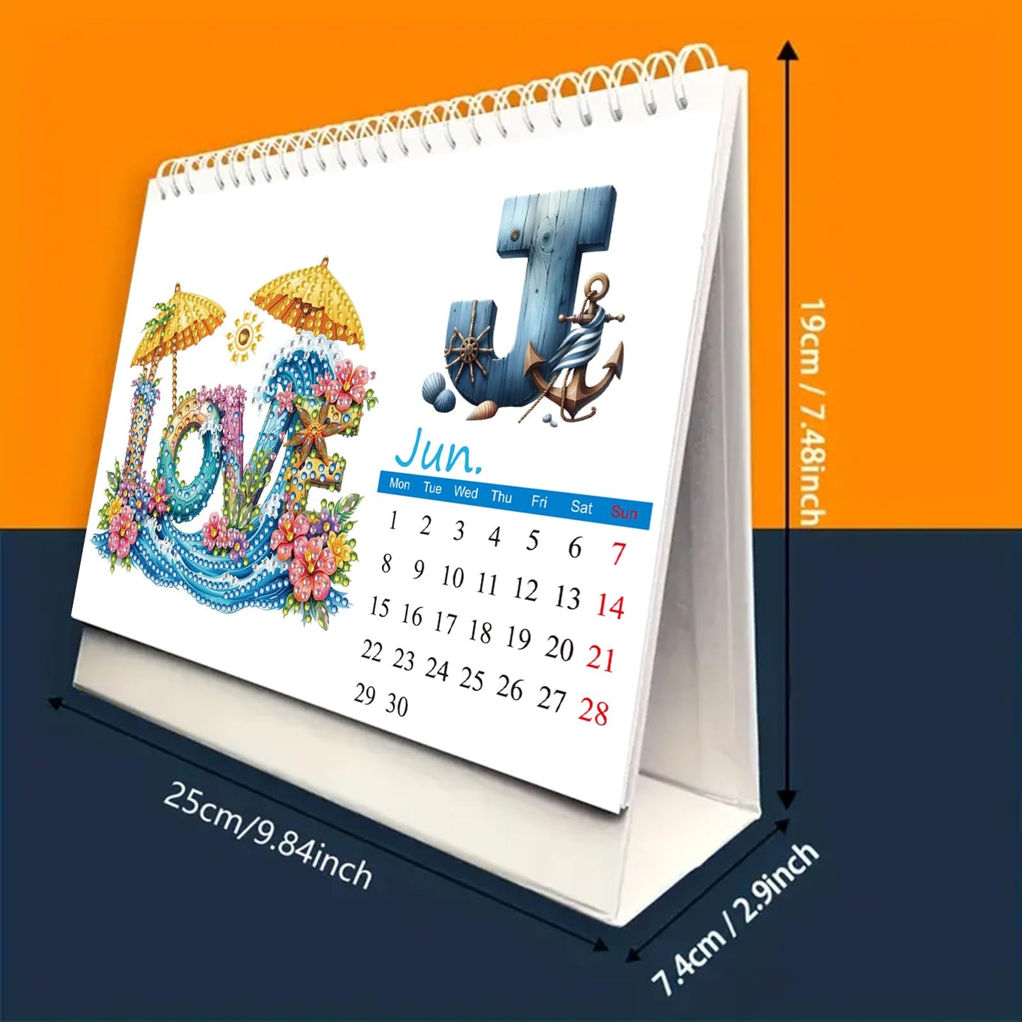 DIYDeligths Diamond Art Painting Desk Calendar 2026 Monthly Flip Tabletop Calendar Kit for Home Office Planning Desktop Ornament DIY Craft Gift (2026-B)