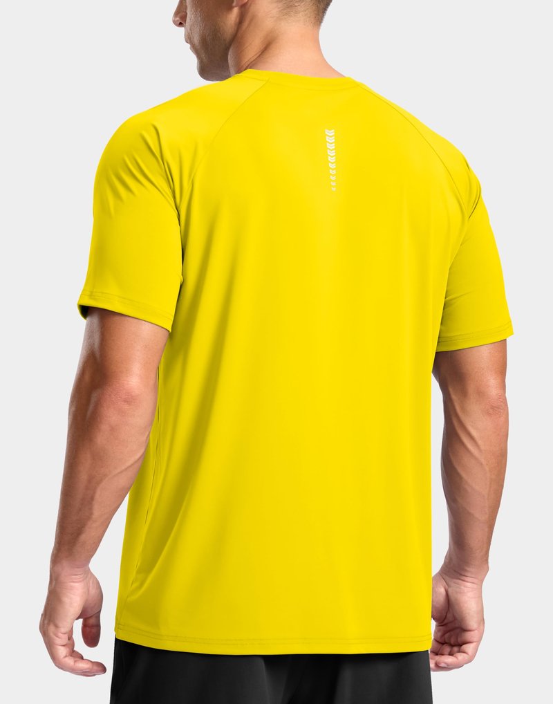 G Gradual Men's Athletic Workout T-Shirts Moisture Wicking Cooling Running Shirts Short Sleeve Performance Tee for Gym Tennis(Yellow,S)