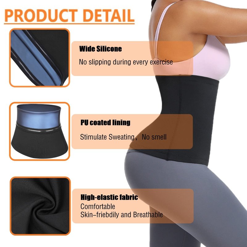huiming Sauna Suit Waist Trimmer for Women Waist Trainer sweat band for stomach Belt Lower Belly Plus Size (Black, L/XL-1)
