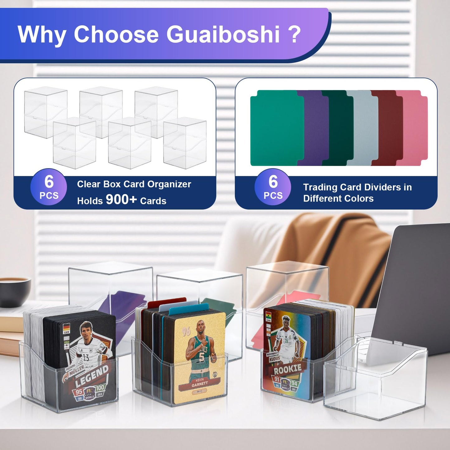 guaiboshi 6 Pack Card Deck Boxes: Transparent Storage for TCG, MTG, YuGiOh, Sport Cards and Other Collectible Cards – Compact Clear Organizers, Holds 800+ Cards, Ideal for Collection and Storage