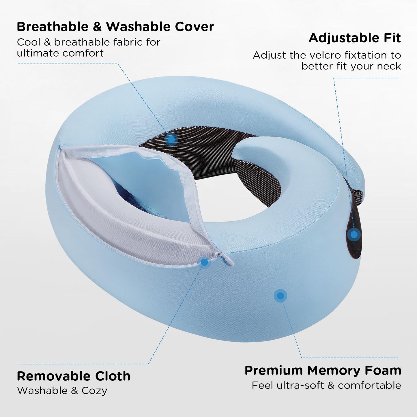Neck Pillow Airplane,100% Pure Memory FoamTravel Neck Pillow Travel Neck Support Ergonomic &Portable Design Best for Sleeping Plane Car Train Office Flight (Small Grey)