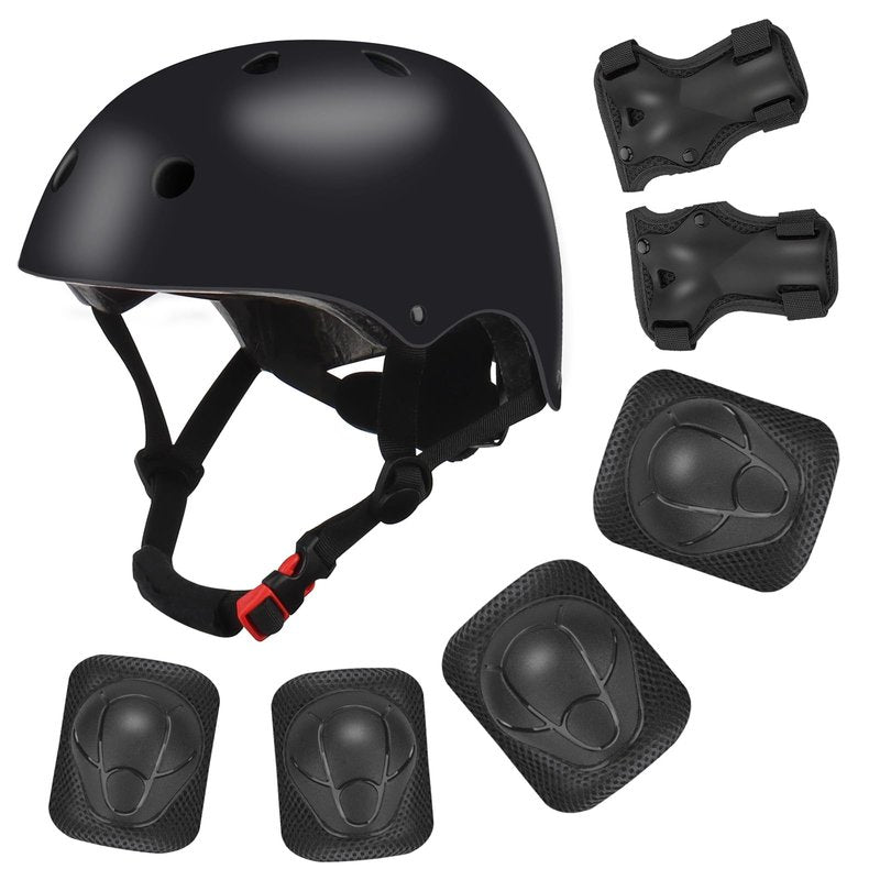 Color Gradient Adjustable Kids Bike Helmet with Knee & Elbow Pads Set | Multi-Sport Safety Gear for Boys & Girls Ages 5-14 | Skateboarding, Scooters, Roller & Inline Skating, Longboarding