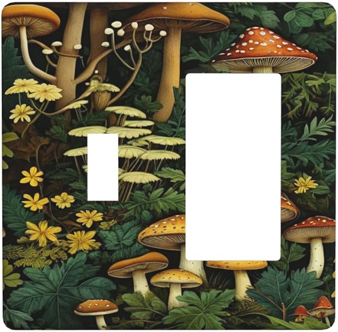 Mushrooms, Forest, Nature,Botanical Art, Foliage, Green Leaves, Woodland, Fantasy, Toadstools, Flora, Wildflowers