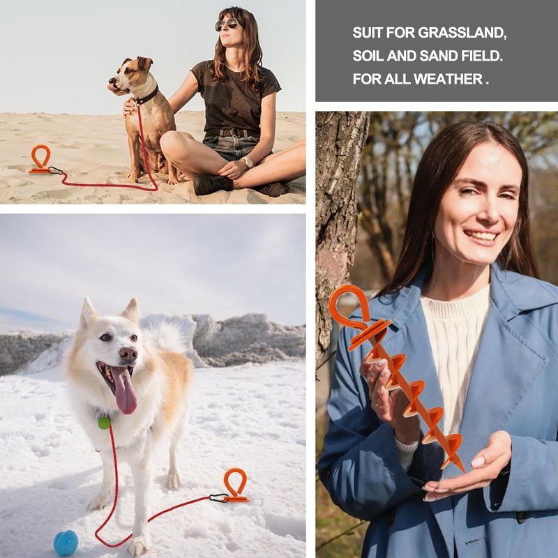 Eurmax USA Heavy Duty Dog Tie Out Stake, No-Tangle In Ground Anchor Runner for Large Dogs up to 210 Lbs - Perfect for Yard, Beach and Camping (Medium,Orange)