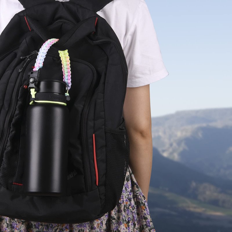 iLVANYA 2.0 Paracord Handle Compatible with Hydro Flask 2.0 Wide Mouth Water Bottle 12 oz 16 oz 18 oz 20 oz 32 oz 40 oz 64 oz，Perfect for Daily Walking Biking Hiking (Bright Rainbow)
