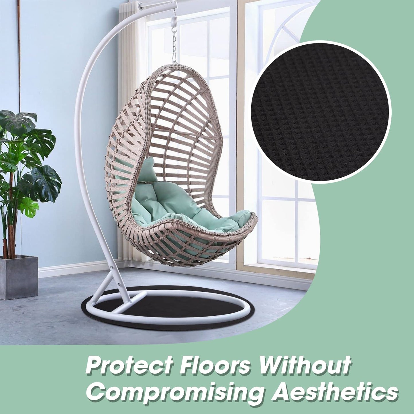 Recliner Pads for Hardwood Floors - Round Floor Rubber Mat for Recliners Protects Hardwood & Tile Floors from Scratches,Round Rail pad Ideal for Recliners, Swivel Chairs, Black, Pack of 1