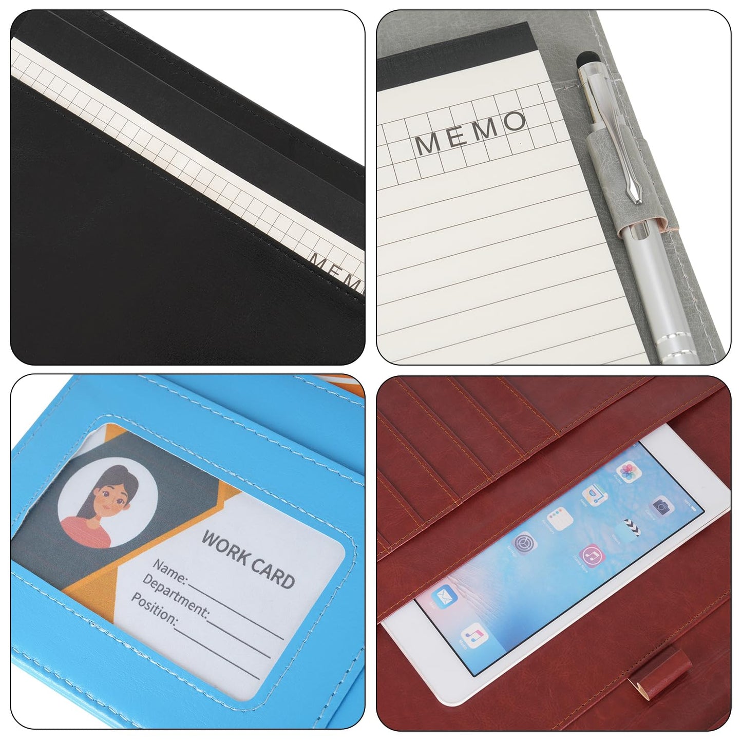 Wonderpool A4 PU Leather Clipboard Partfolio Notepad Forms Holders Document Case - Interview Planner Meeting Writing Padfolio File for Office Travel School Hotel (Grey, A4)