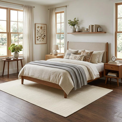 LEEVAN Washable Area Rug 4x6, Hand-Woven Cotton Living Room Rug, White Braided Bedroom Rugs, Farmhouse Indoor/Outdoor Floor Carpet for Patio, Nursery, Office, Playroom, Dining Room
