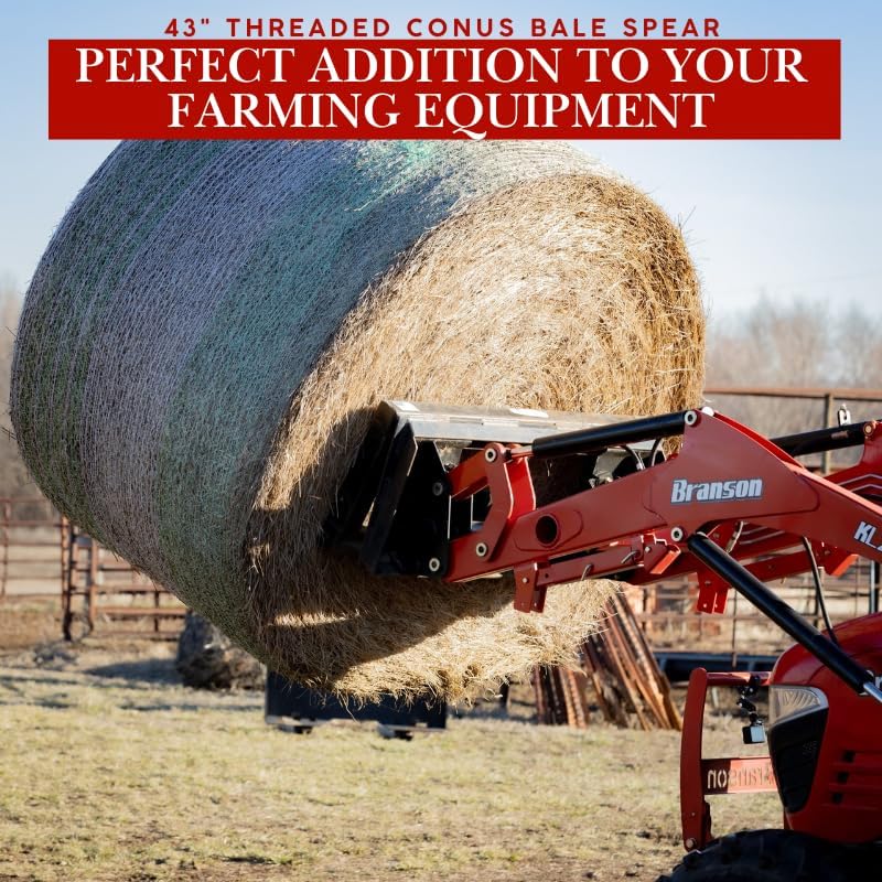 Ag Rite Bale Spear - 43-Inch Heavy-Duty Hay Spear | 3,500 lb Capacity for Tractors & Loaders