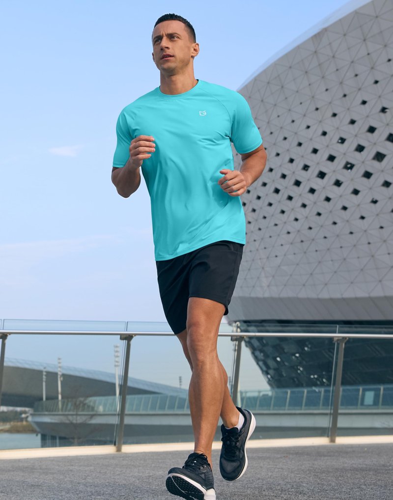 G Gradual Men's Athletic Workout T-Shirts Moisture Wicking Cooling Running Shirts Short Sleeve Performance Tee for Gym Tennis(Blue,XL)
