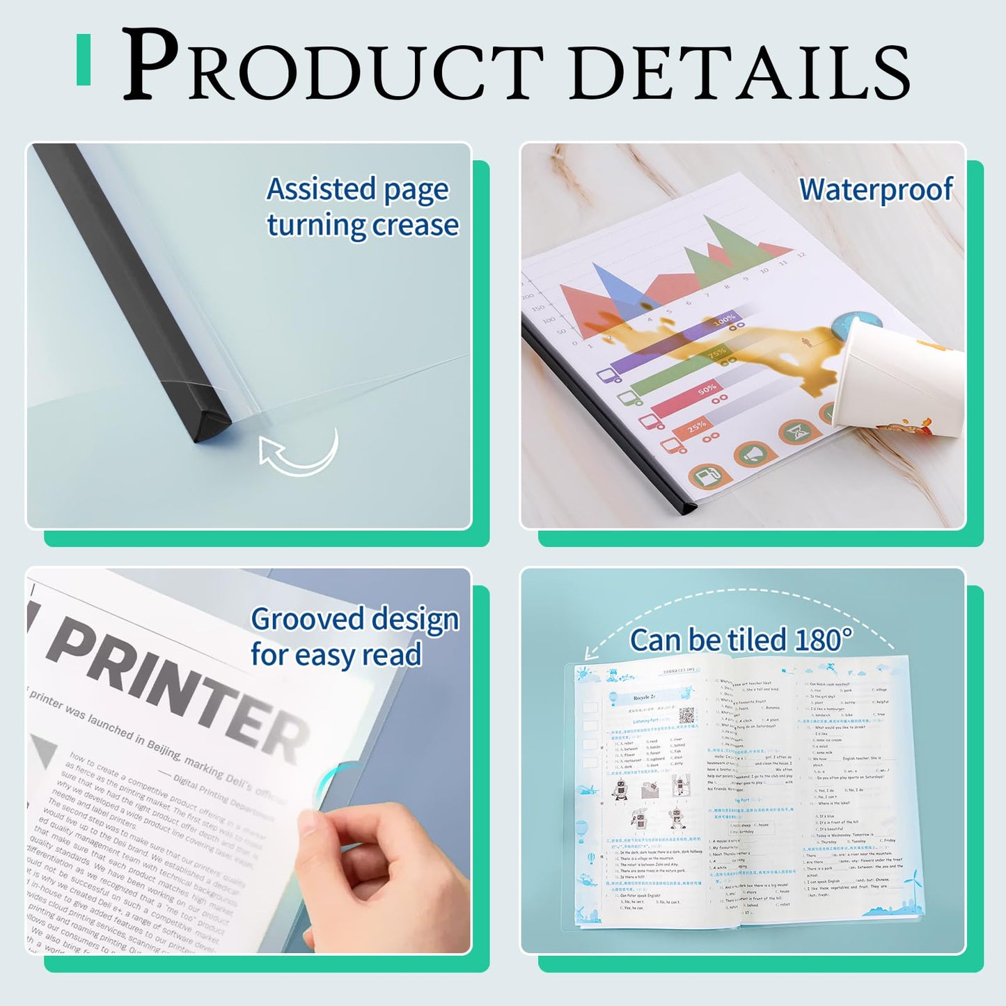 42 Pack Report Covers, COIDEA Report Covers with Sliding Bar, Presentation Folders for A4 and Letter Size Paper, Clear Report Covers Binder Bulk for School Business, 70 Sheet Capacity
