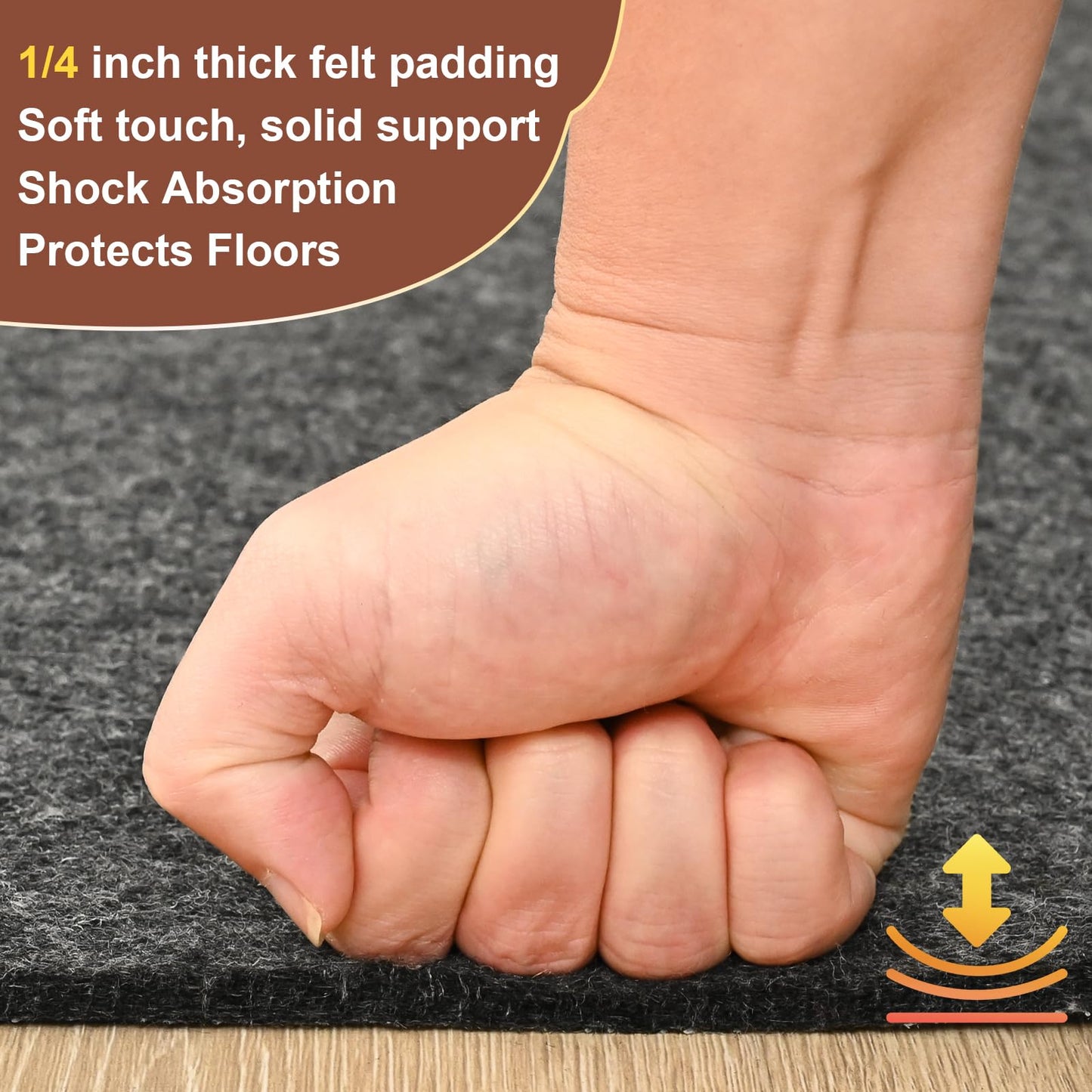 YJ.GWL 3x5 Feet Non Slip Rug Pad 1/4 inch Thick Felt and Silicone Backing, Dual Surface Cushion Rug Gripper for Hardwood Floors, Carpet Liner Keep Rugs in Place, Anti Skid Mat for Under Area Rug