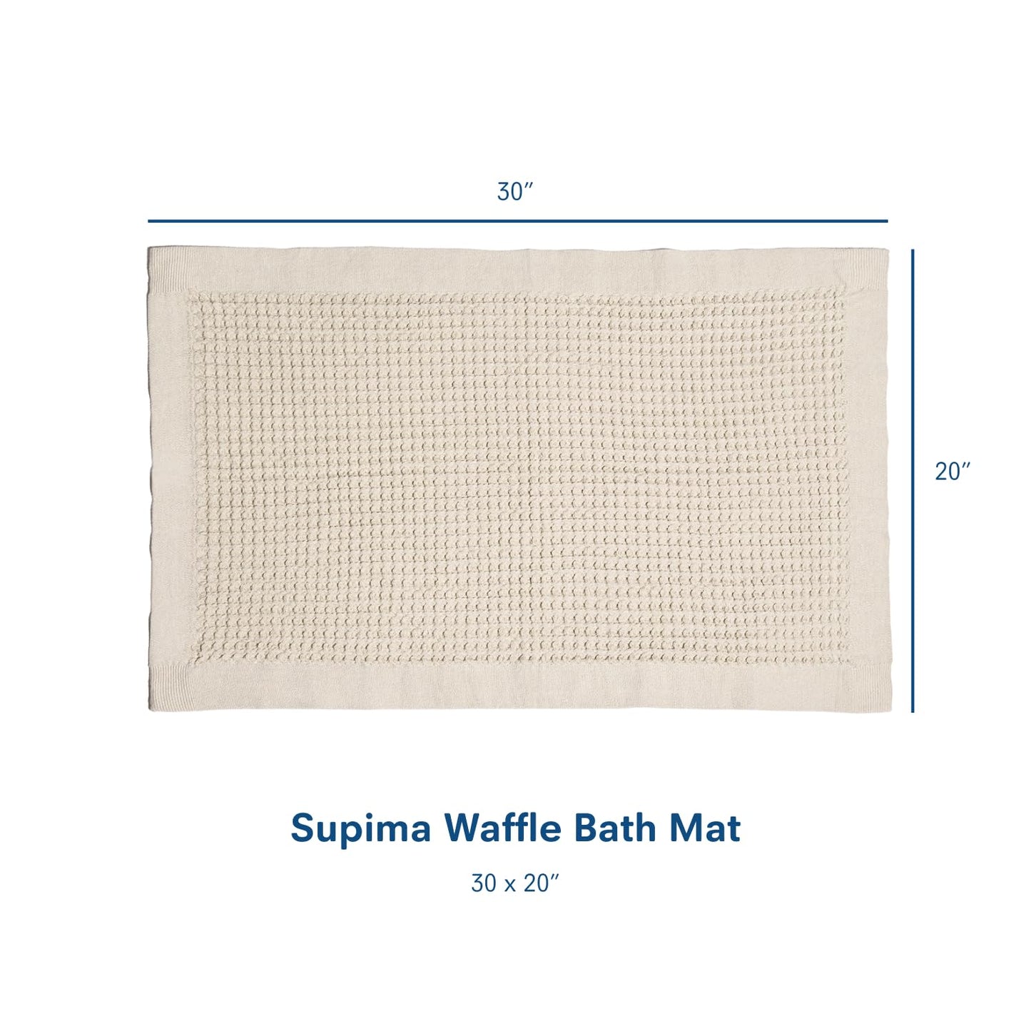 ONSEN Supima Cotton Waffle Bath Mat – Bathroom Rug, Washable Rug, Bathroom Floor Mat – Ultra-Absorbent, Quick-Dry, Soft & Durable Luxury Cotton - Oatmeal, 20x30 in