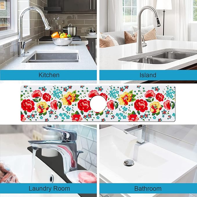 Kitchen Sink Splash Guard Faucet Mat Super Absorbent Fast Drying Mat Sink
