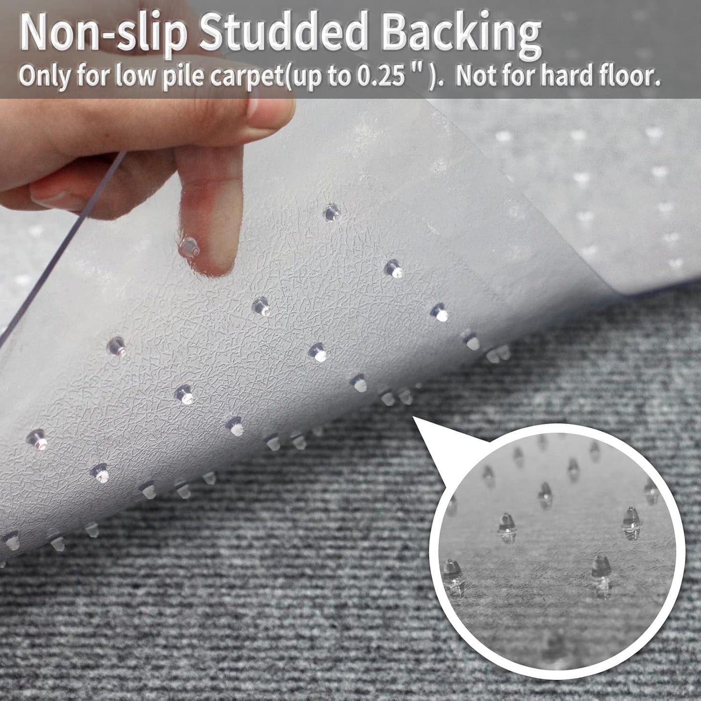 Vivicreate Chair Mat for Carpet 36x48 Inch, Non-Slip Edge with Gripper Studs, Floor Mat for Office Chair, Desk Mat for Chair, for Home Office Chairs on Carpet