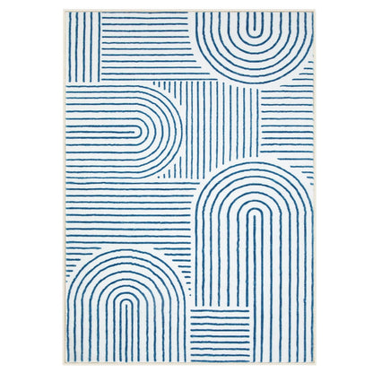 Lahome Abstract Washable Rugs, 4x6 Blue Rug for Bedroom Nursery Soft Non Slip Modern Living Room Rug, Ultra-Thin Non-Shedding Throw Carpet for Entryway Kitchen Office Darrell(4'x6',Blue/White)