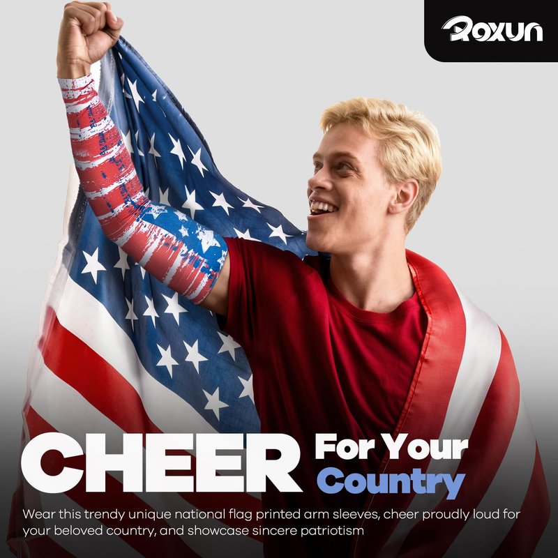 ROXUN 2 Pairs Flag Arm Sleeves Cooling UV Protection for Men Women Soccer Football Sports Canada Flag-2
