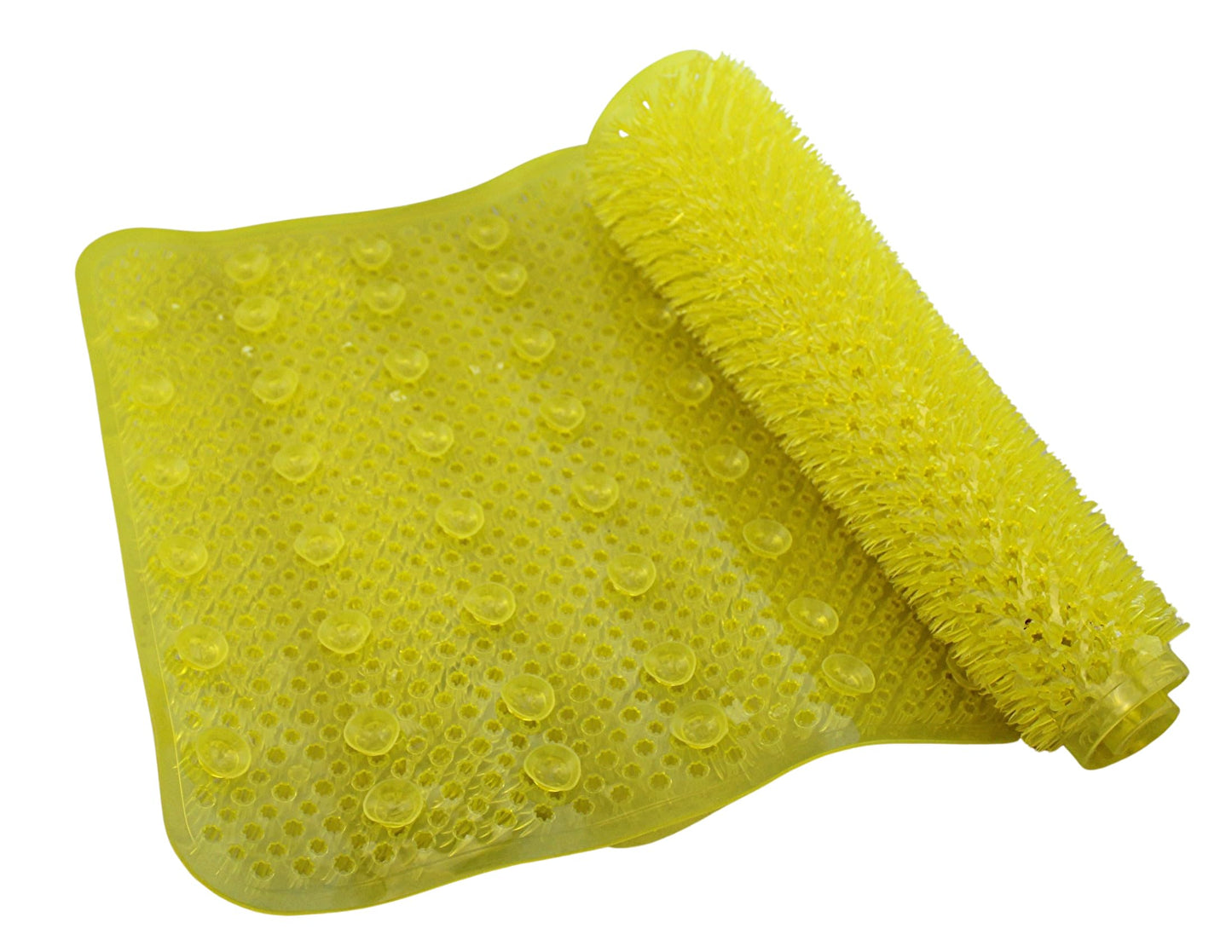 Grass Textured Spa Quality Foot Scrubber Bathmat Bathroom Tub & Bath Mat Anti-Slip 24.5" x 13.5" (Yellow)