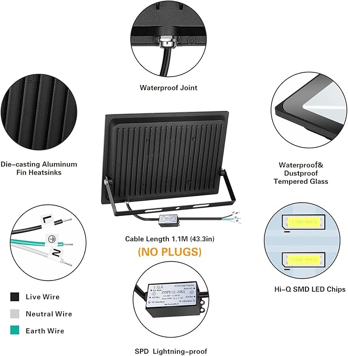 200W LED Flood Light Outdoor, 20000lm Super Bright Security Light, 1060W Equivalent, 3000K Warm White, IP66 Waterproof Outside Floodlights, LED Arena Light for Garage, Garden, Yard