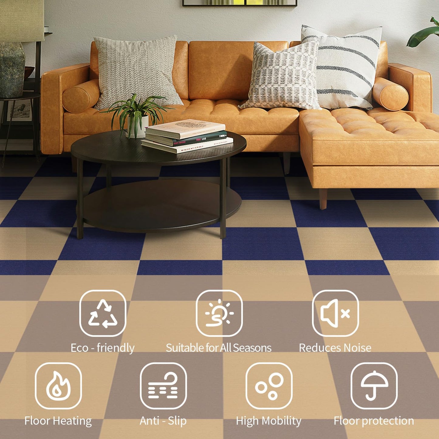 AKIVIDA Carpet Tiles Peel and Stick, 12”x 12” Non-Slip Self Adhesive Squares Carpet Floor Tile, 10Pcs DIY Reusable Waterproof Carpet for Living Room Bedroom