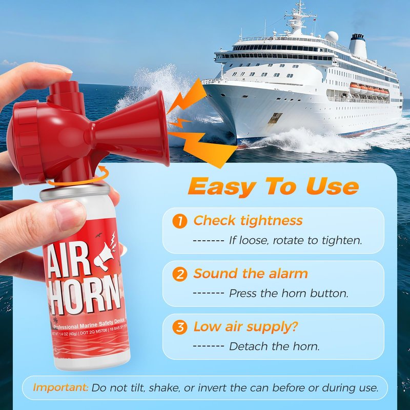 Nicehill 2 Pack Air Horn, 122dB Loud Safety Air Horns for Boating Emergency & Sporting Events, Handheld Marine Horn with Easy Button Operation for Warning Signals & Alerts, 1.4oz