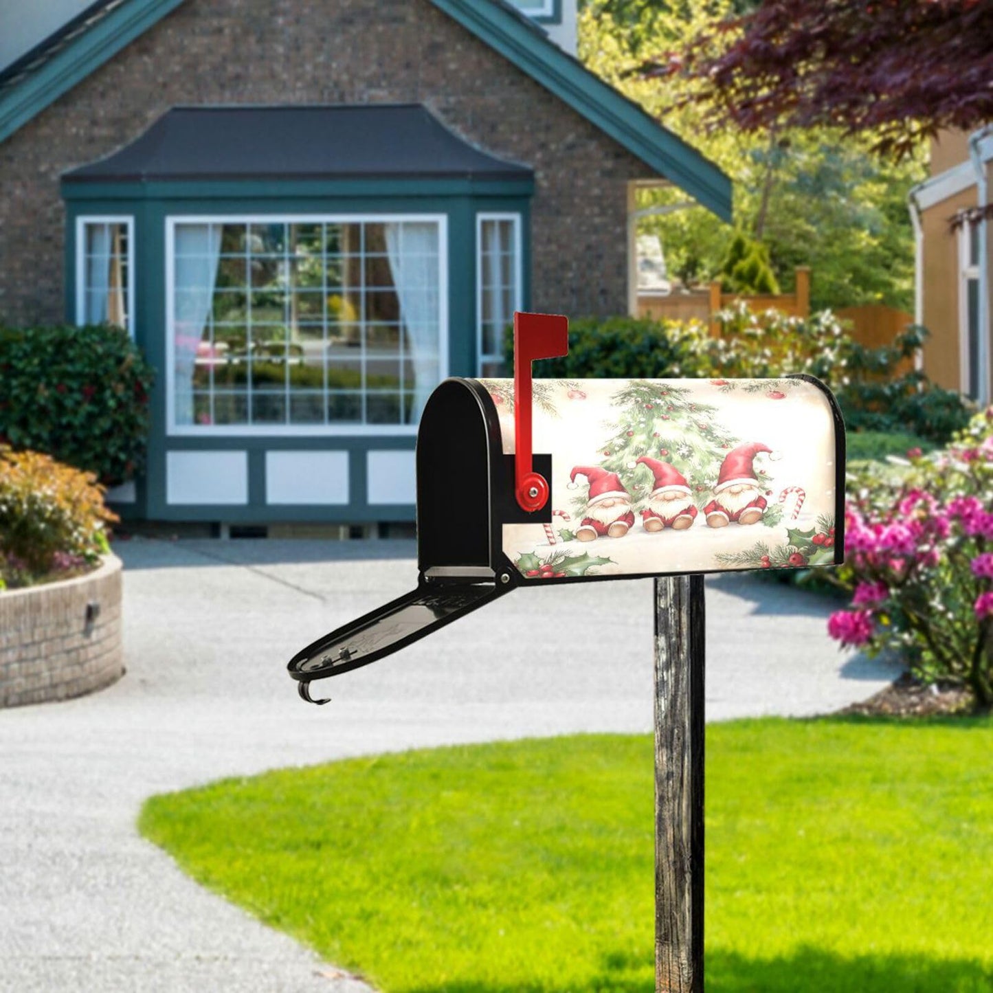 ALAZA Cute Christmas Gnomes Magnetic Mailbox Cover MailWraps Garden Yard Home Decor for Outside Standard Size-18"x 20.8"