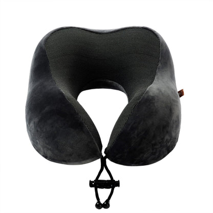 Memory Foam Travel Pillow, Neck Pillow with 360-Degree Head Support, Comfortable and Lightweight, Ideal for Sleeping on Airplane, Car, Train, Bus and Home Use, Comes with Storage Bag (Black)