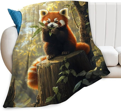 Red Panda Blanket, Pandas Gift Pictures Animal Throw Blankets, Fuzzy Plush Blanket Soft for Red Panda Lover Kids Teens Women Men Girls Boys Stuff for Bedding Sofas Couch 80"X60"