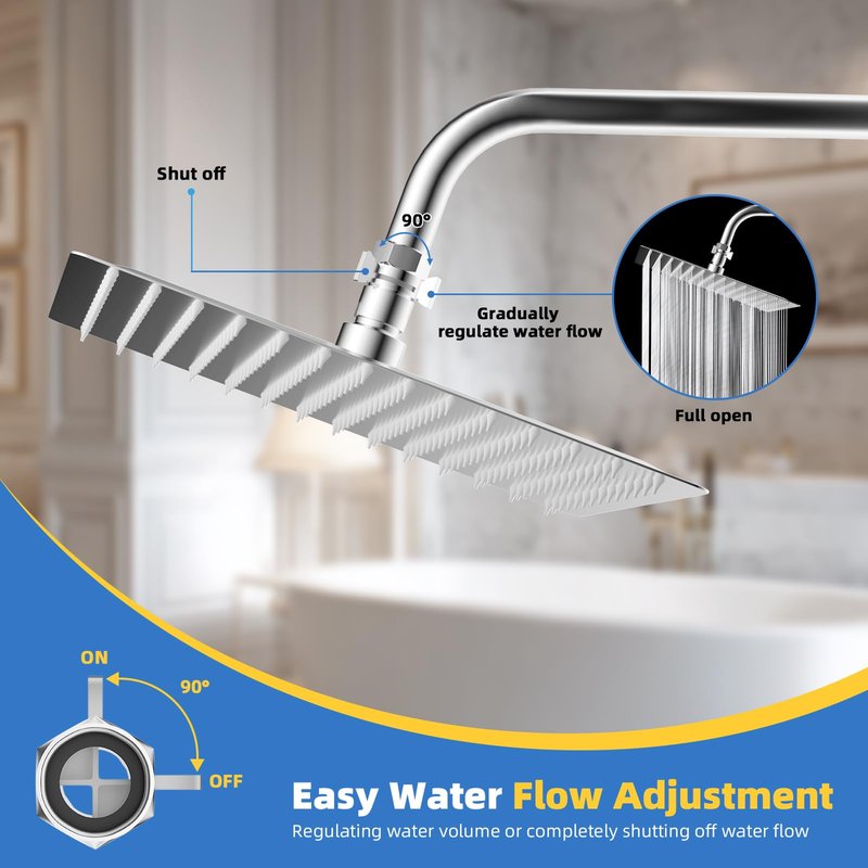 Hibbent All Metal 1 Pack Shower Head Flow Control Valve, G1/2 Brass Shut-off Valve with Metal Handle Lever, Shut OFF Water Flow Control Regulator for Handheld Shower, or Bidet Sprayer, Chrome