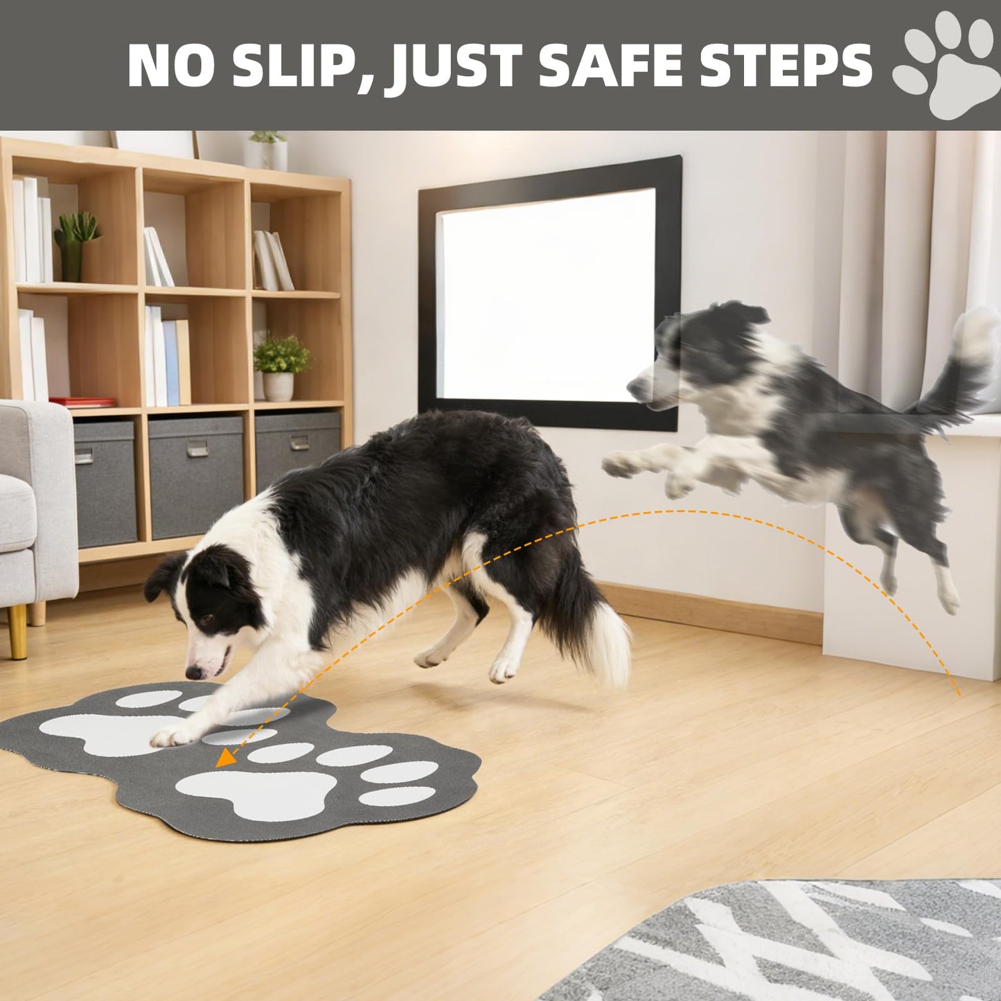 PUPTECK Dog Food Mat, Quick Absorbent Pet Cat Feeding Mat, Anti-Slip Dog Placemat for Food and Water Bowls with Rubber Backing, No Stains Floors Waterproof Indoor, Grayish Black & White 16"x24"