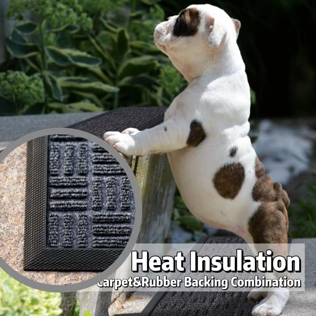 Aucuda 2pcs 8.5" x 30" Stair Treads Outdoor for Elders and Dogs on Wooden Steps, Non Slip Stair Runner Rug Heat Insulation Rubber Backing, Gray Staircase Mat Carpet for Indoor Grip Farmhouse.