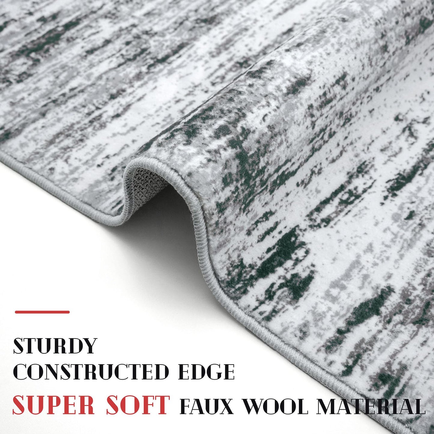 Lansny Modern Abstract Entryway Rug Indoor 2x3 Washable Rug Non-Slip Soft Small Area Rug Black Grey White Kitchen Mats Thin Print Faux Wool Floor Carpet Throw Rugs for Entrance Bedroom Home Decor