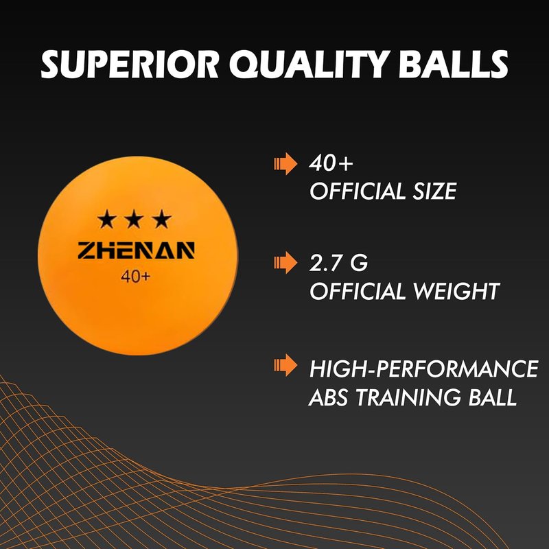 ZHENAN 20-Pack 3-Star 40+ New Material Ping Pong Balls,More Durable,Advanced Training Table Tennis Balls(White Practice Ping Pong Ball)，Competition and Recreational Play, Abs Ping Pong Ball