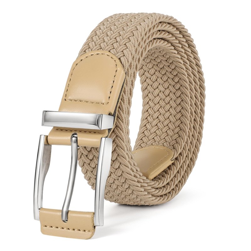 JASGOOD Stretchy Braided Belt for Men Elastic Woven Belt for Jeans Pants 1 3/8" Casual Men Women Golf Belt, Gift Box