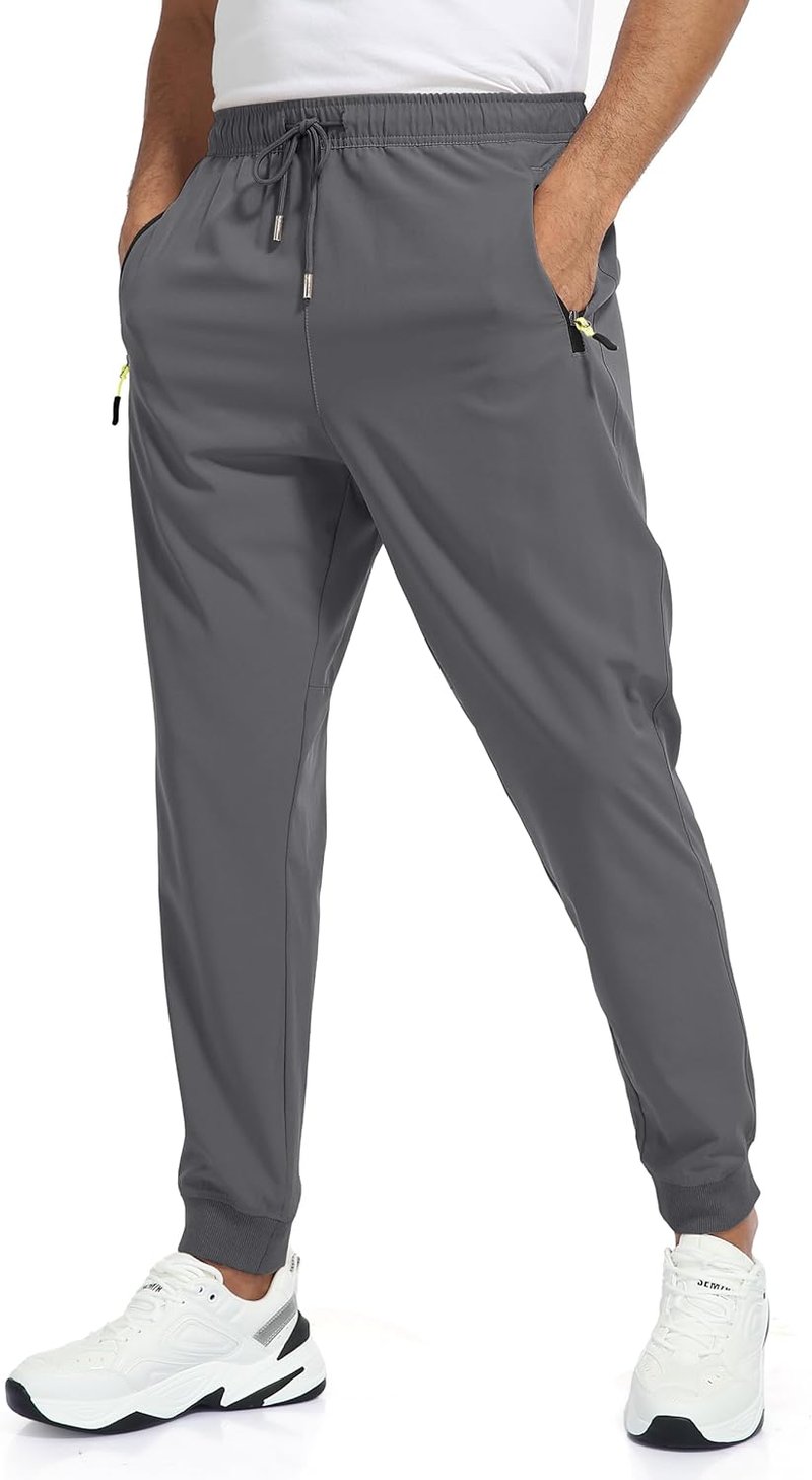 Rapoo Men's Lightweight Jogger Pants - Quick Dry Athletic Track Pants with 3 Zipper Pockets | Perfect for Gym & Running