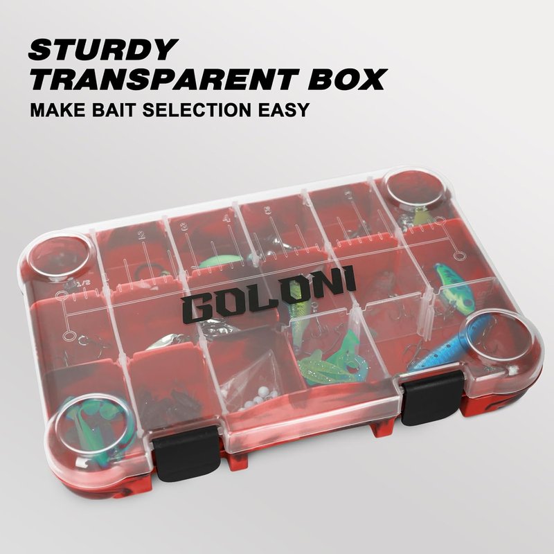 Goloni Fishing Tackle Box - Clear Plastic Storage Organizer with Removable Dividers | 3600 Tackle Trays, 4 Pack