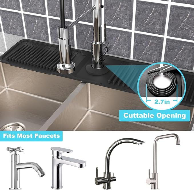 Folding faucet mat for kitchen sink-sink splash guard behind faucet-silicone